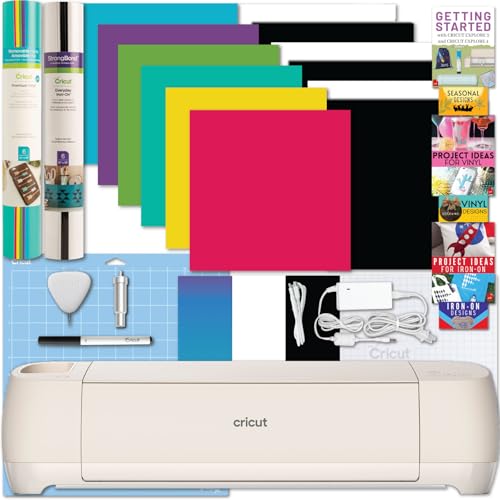 Cricut Explore 4 Machine with Vinyl and Iron-On Bundle - Beginner Friendly Craft Cutting Machine with Essential Materials, HTV and Adhesive Vinyl Variety Pack- DIY Decor Projects, Apparel and Decals - Image 1