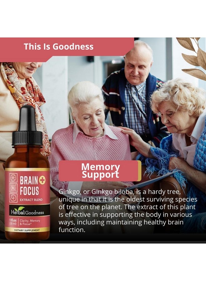 Herbal Goodness Brain and Focus Support - Nootropic Brain Supplement with Gingko and Lion's Mane, Brain Health - Non-GMO, Natural Clarity, Energy & Mental Performance | Vegan, Liquid Drops 1 fl. oz - Image 5