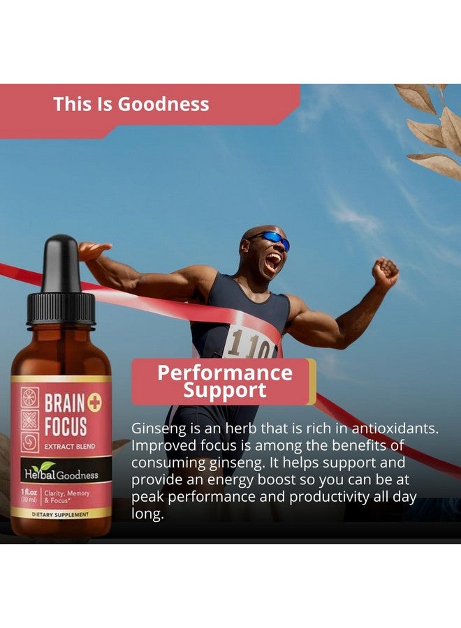 Herbal Goodness Brain and Focus Support - Nootropic Brain Supplement with Gingko and Lion's Mane, Brain Health - Non-GMO, Natural Clarity, Energy & Mental Performance | Vegan, Liquid Drops 1 fl. oz - Image 4
