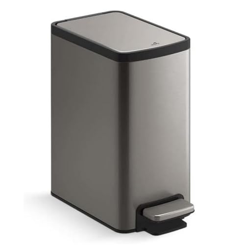 DOLPHY Rectangular Stainless Steel 08L Pedal Bin With Plastic Bucket And Lid| Trash Can For Home - Image 1
