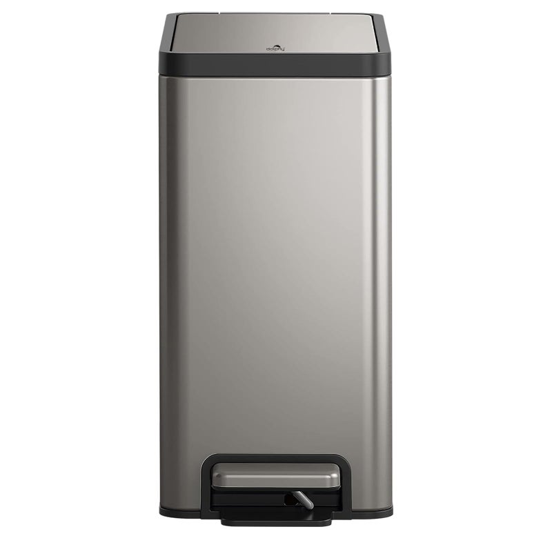 DOLPHY Rectangular Stainless Steel 08L Pedal Bin With Plastic Bucket And Lid| Trash Can For Home - Image 3