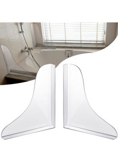 Excefore Splash Guard for Bathtub Acrylic Bath Tub Splash Guards Material Edge Guard Transparent Shower Water Blocker for Bathroom Restroom 8.2 X 7.2 Inch with 2 Clips (2 Rolls of Tape)  - Image 1