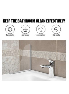 Excefore Splash Guard for Bathtub Acrylic Bath Tub Splash Guards Material Edge Guard Transparent Shower Water Blocker for Bathroom Restroom 8.2 X 7.2 Inch with 2 Clips (2 Rolls of Tape)  - Image 4