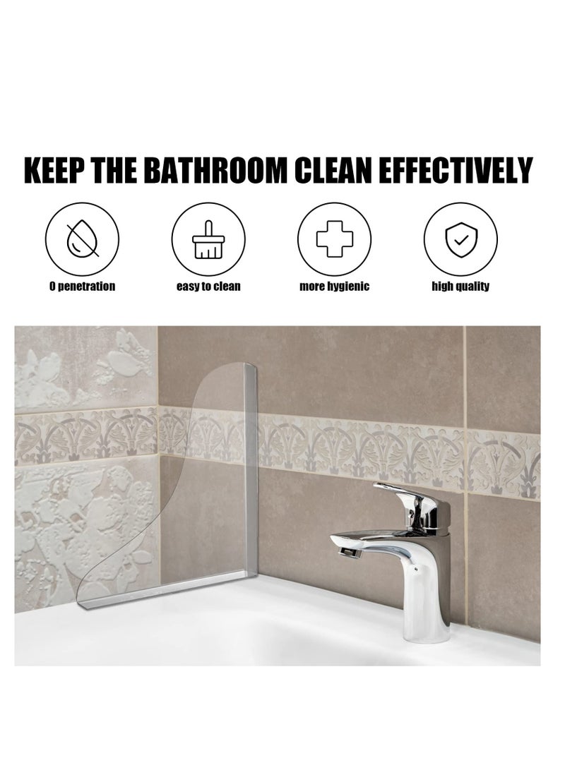 Excefore Splash Guard for Bathtub Acrylic Bath Tub Splash Guards Material Edge Guard Transparent Shower Water Blocker for Bathroom Restroom 8.2 X 7.2 Inch with 2 Clips (2 Rolls of Tape)  - Image 4