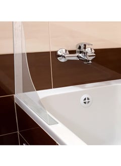 Excefore Splash Guard for Bathtub Acrylic Bath Tub Splash Guards Material Edge Guard Transparent Shower Water Blocker for Bathroom Restroom 8.2 X 7.2 Inch with 2 Clips (2 Rolls of Tape)  - Image 2