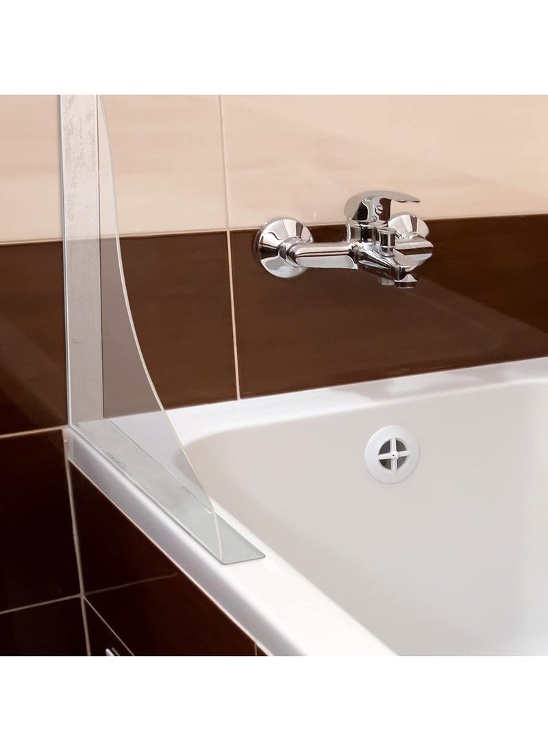 Excefore Splash Guard for Bathtub Acrylic Bath Tub Splash Guards Material Edge Guard Transparent Shower Water Blocker for Bathroom Restroom 8.2 X 7.2 Inch with 2 Clips (2 Rolls of Tape)  - Image 2