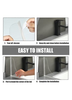 Excefore Splash Guard for Bathtub Acrylic Bath Tub Splash Guards Material Edge Guard Transparent Shower Water Blocker for Bathroom Restroom 8.2 X 7.2 Inch with 2 Clips (2 Rolls of Tape)  - Image 5