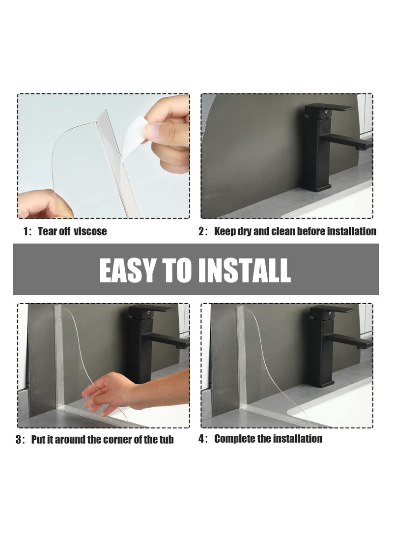 Excefore Splash Guard for Bathtub Acrylic Bath Tub Splash Guards Material Edge Guard Transparent Shower Water Blocker for Bathroom Restroom 8.2 X 7.2 Inch with 2 Clips (2 Rolls of Tape)  - Image 5