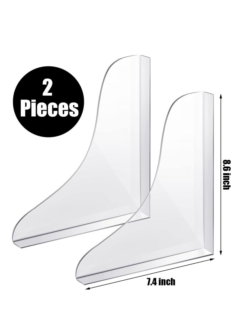 Excefore Splash Guard for Bathtub Acrylic Bath Tub Splash Guards Material Edge Guard Transparent Shower Water Blocker for Bathroom Restroom 8.2 X 7.2 Inch with 2 Clips (2 Rolls of Tape)  - Image 3