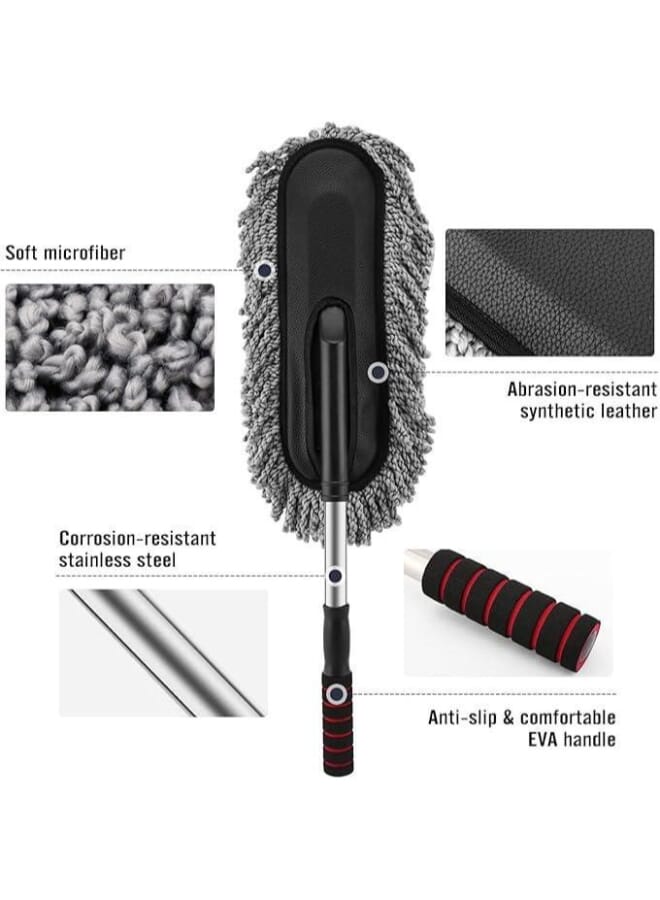 Super Soft Microfiber Car Duster with Extendable Handle - Multicolor - Image 3