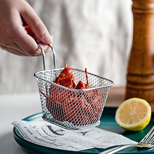 IVAR Frying Basket Mini Mesh Food Drainer Serving Stainless Steel Basket and Commercial Strainer Net for Potatoes Chips Cooking Tool Cookware French Fries and Chicken Fast Food Wing 1Pc - Image 3