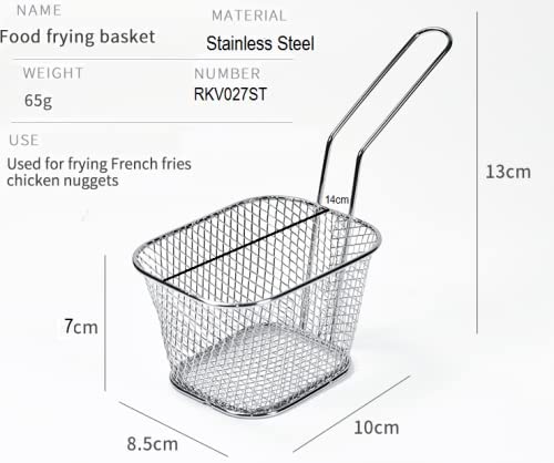 IVAR Frying Basket Mini Mesh Food Drainer Serving Stainless Steel Basket and Commercial Strainer Net for Potatoes Chips Cooking Tool Cookware French Fries and Chicken Fast Food Wing 1Pc - Image 4