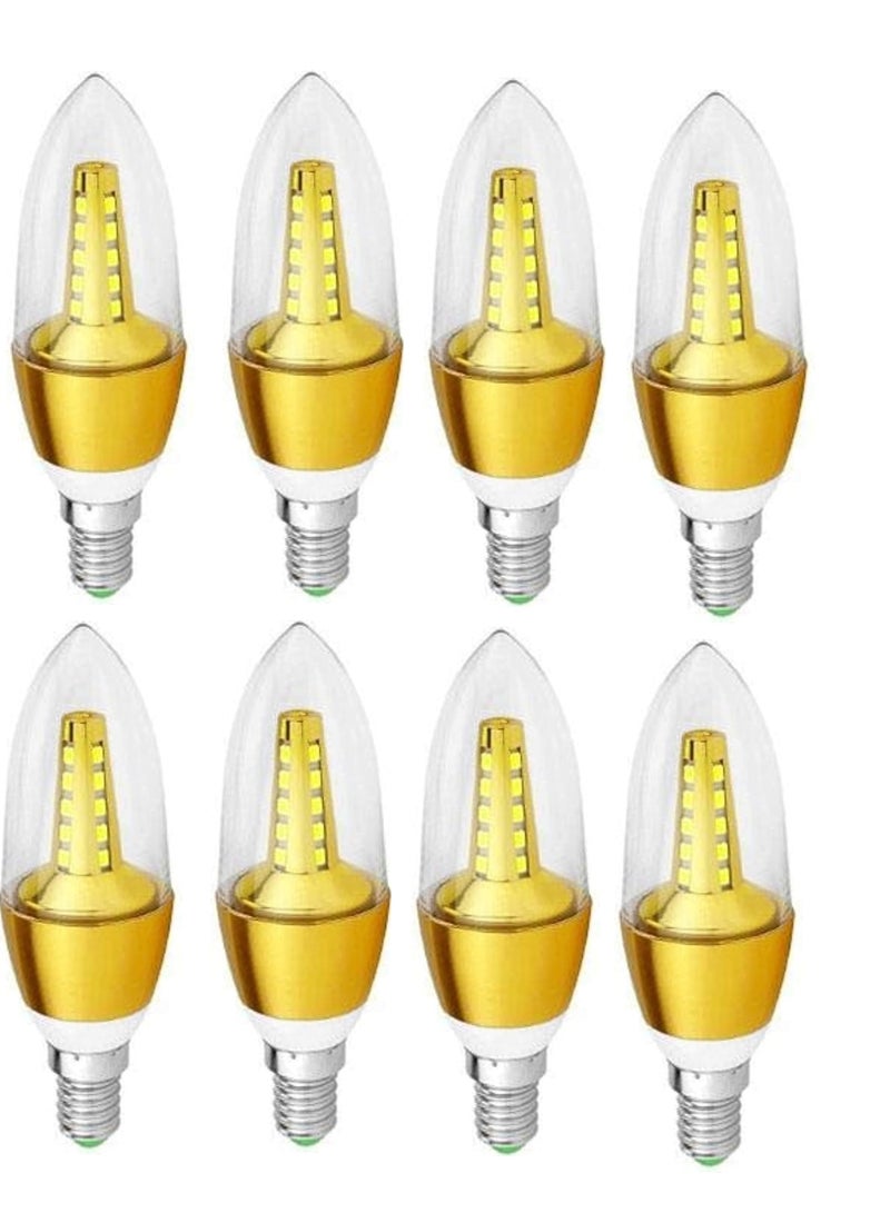 8 LED Candle Bulbs Warm White, E14, Yellow, 5W
