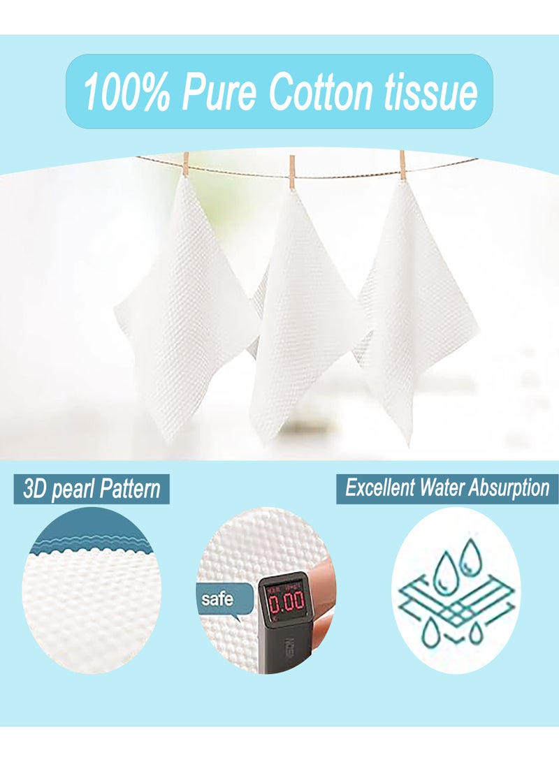 دادا 5 عبوات مناديل قطنية، 100% قطن نقي، آمنة وناعمة لبشرة الطفل، مناديل قطنية لطيفة ونظيفة للوجه، للاستخدام الجاف والرطب، متعددة الأغراض، 80 ورقة/عبوة - Image 4