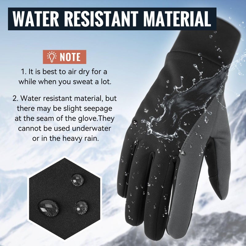 OZERO Mens Winter Gloves for Cold Weather: Touchscreen Warm Thermal Glove - Anti-Slip Lightweight Gloves for Running Cycling Driving - Image 2