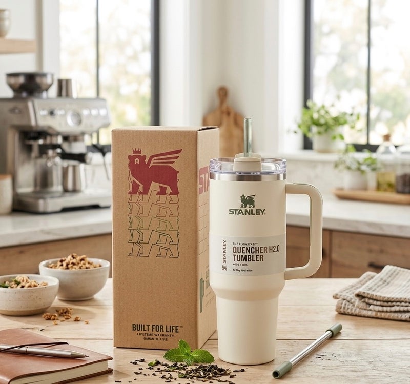 Stainless Steel Mug, (40 OZ) Stainless Steel Mug with Straw and Handle, Insulated Mug with Lid Travel Mug, Stainless Steel Coffee Mug for Hot Iced Drinks, Travel Mug with Handle