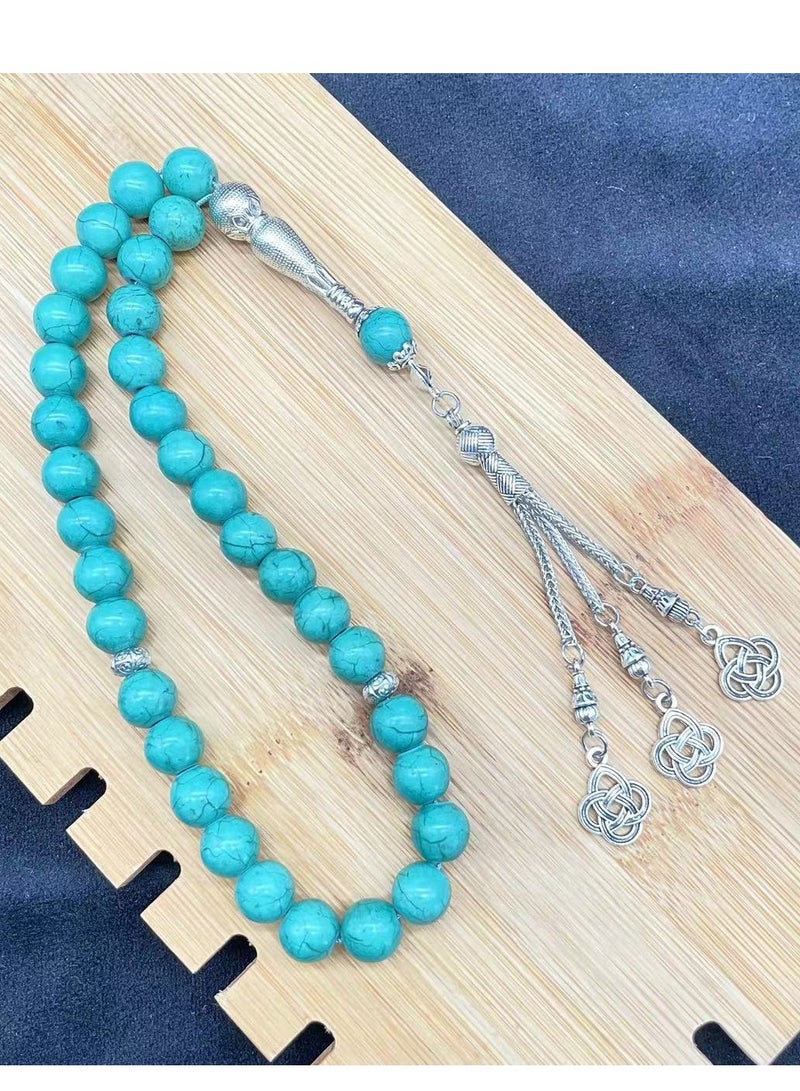 Fianser Tasbih 33 Prayer Beads 10mm Turquesa Blue Muslim Islamic Arabic Tassels Exquisite Luxury Handmade  - Image 3