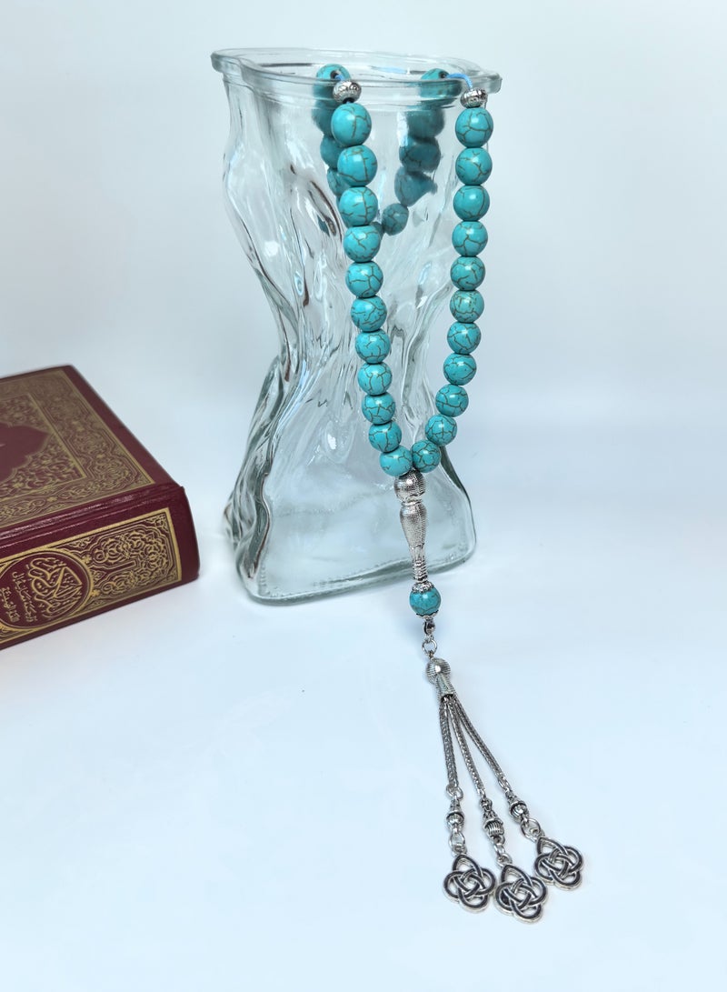 Fianser Tasbih 33 Prayer Beads 10mm Turquesa Blue Muslim Islamic Arabic Tassels Exquisite Luxury Handmade  - Image 5
