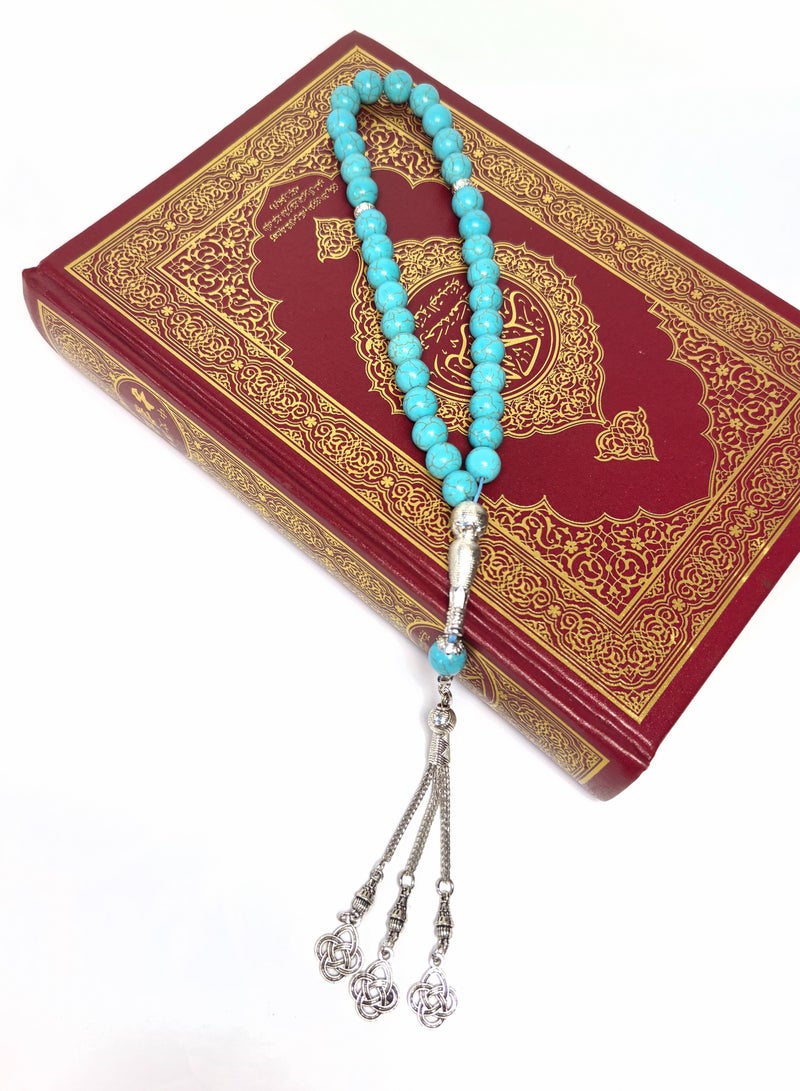Fianser Tasbih 33 Prayer Beads 10mm Turquesa Blue Muslim Islamic Arabic Tassels Exquisite Luxury Handmade  - Image 4