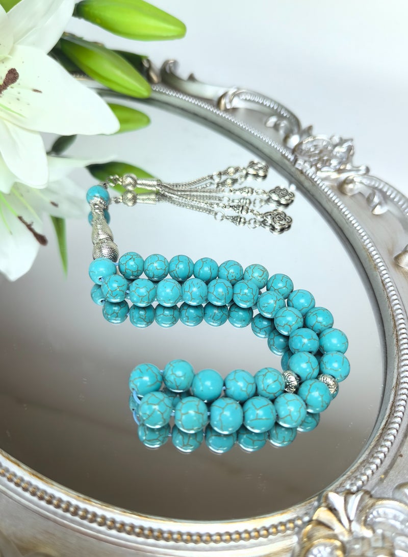 Fianser Tasbih 33 Prayer Beads 10mm Turquesa Blue Muslim Islamic Arabic Tassels Exquisite Luxury Handmade  - Image 1