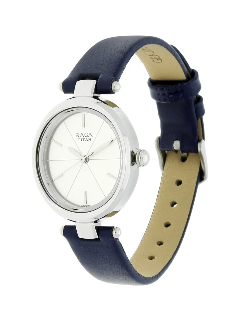 تيتان Titan Raga ia Siler Dial Analog Leather Strap watch for Women