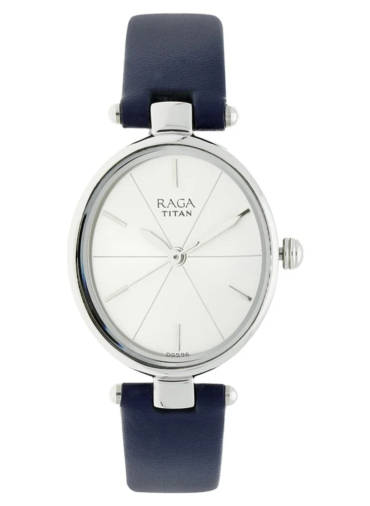 تيتان Titan Raga ia Siler Dial Analog Leather Strap watch for Women