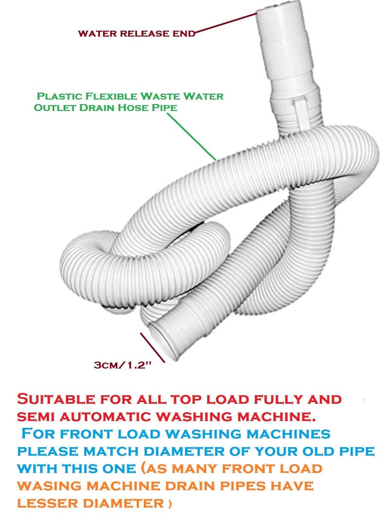 MLD 3 meter washing machine Flexible drain drainage Waste Water Outlet long plastic Hose Pipe Extension Pipe Fully & Semi Automatic Extension Pipe - Image 2