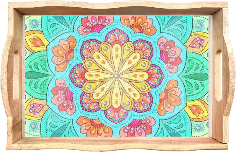 EWJRNSF Wooden Serving Trays with Handles 5D Diamond Painting Kits for Adults, Trays Decor Diamond Arts Kits, Home or Farmhouse Decor 7.8x11.8 Inches - Image 1