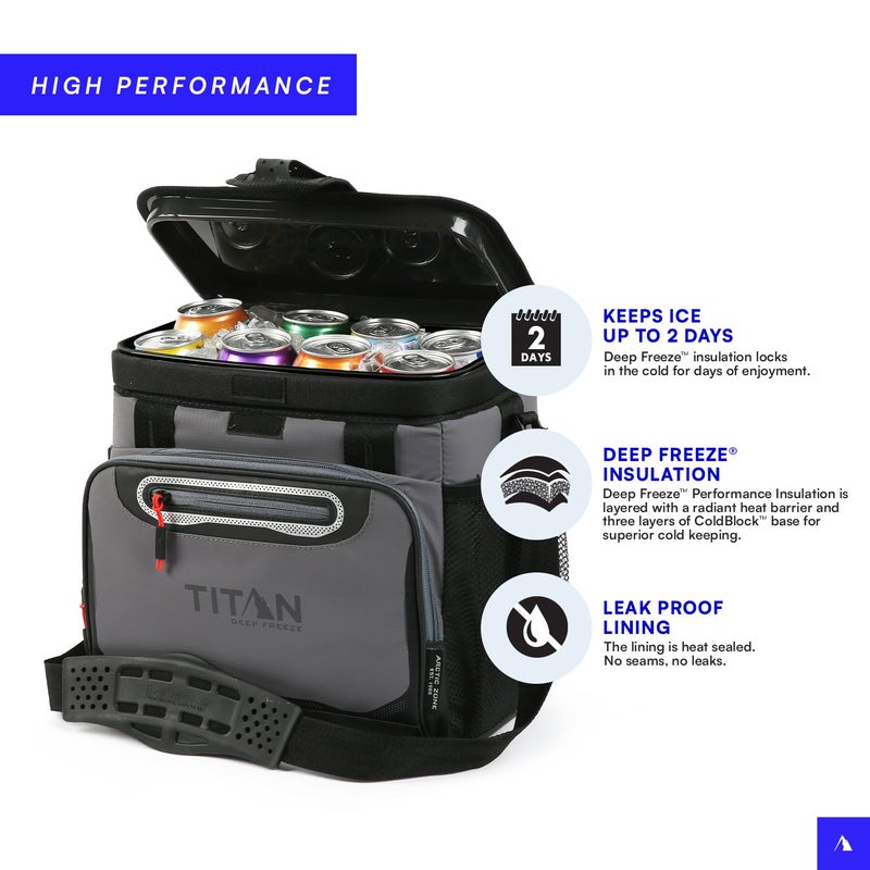 Titan by Arctic Zone Arctic Zone Titan Deep Freeze Cooler - 16 Can Zipperless Hardbody Cooler with Deep Freeze Insulation, HardBody Liner, and SmartShelf - Sharkskin Gray - Image 4