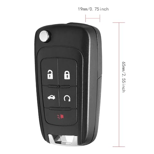 VOFONO 5 Buttons Flip Car Key Fob Fits for Chevy Camaro 2010-2018/Chevy Cruze 2011-2016/Chevy Equinox 2010-2019/Chevy Malibu 2013-2016 Replacement for P/N: OHT01060512 - Image 2