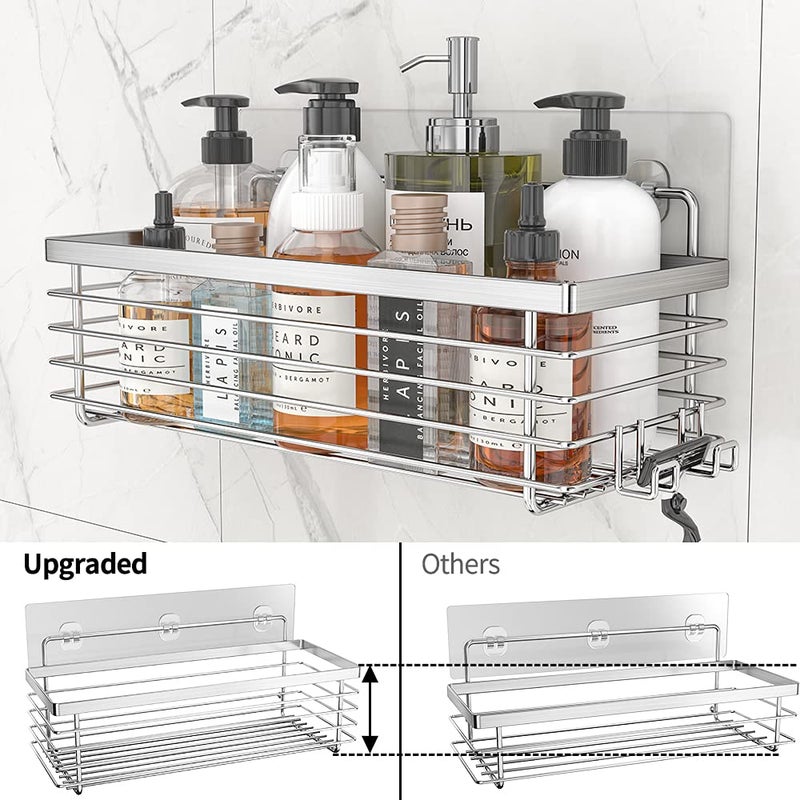 ODesign Shower Caddy 3 Pack-Shower Bathroom Shelves Rack,Rustproof Wall Mounted SUS304 Stainless Steel-No Drilling,Adhesive Shower Shelf Suction Cup Shower Basket Organizer-Silver - Image 2