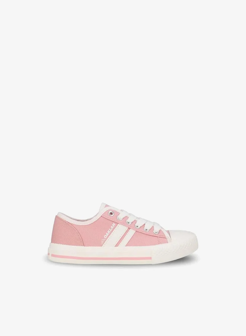 Oaklan By Shoexpress PINK Girls Striped Lace-Up Ankle Sneakers for Women | Best Price UAE