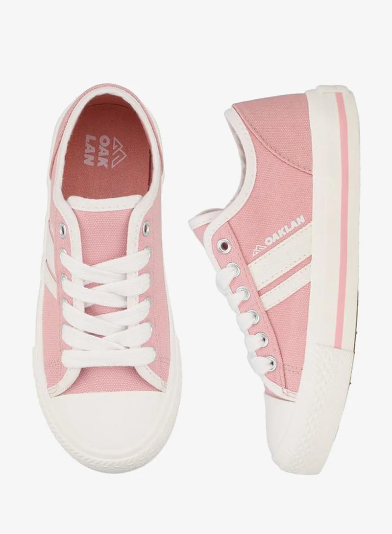 Girls Striped Lace-Up Ankle Sneakers