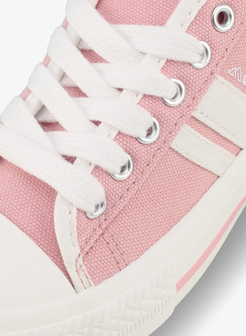 Oaklan By Shoexpress PINK Girls Striped Lace-Up Ankle Sneakers for Women | Best Price UAE
