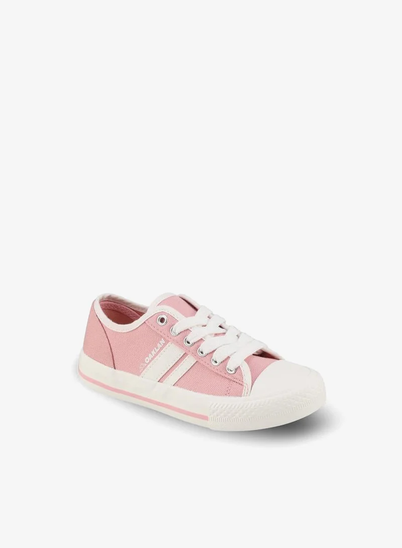 Oaklan By Shoexpress PINK Girls Striped Lace-Up Ankle Sneakers for Women | Best Price UAE