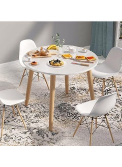 Generic Modern Dining Table Coffee Table Kitchen Table with Solid Wooden Legs Round Table for Living Room Kitchen Dining Room Lounging Cafeterias (Round, 80 * 80 * 73CM)  - Image 1