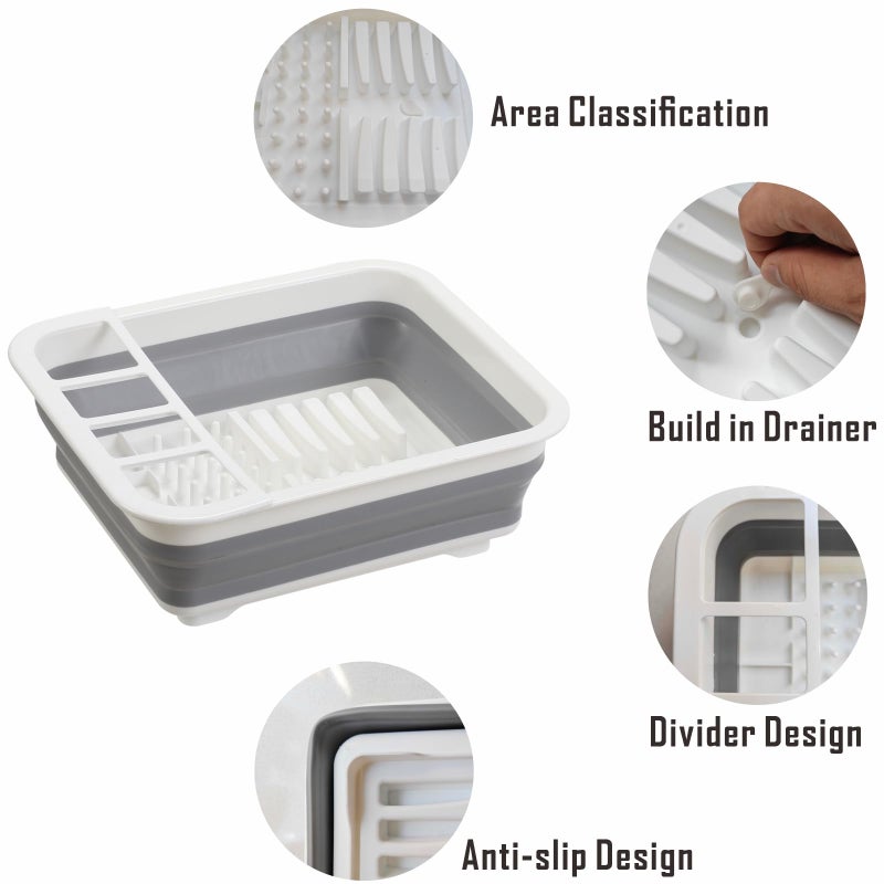 Craftend Collapsible Dish Drying Rack, Foldable Dinnerware Drainer Organizer for Storage Kitchen Counter RV Accessories Portable Rack Holders for Dishes Plates and Cups Camping Travelling Space Saver Essential - Image 4