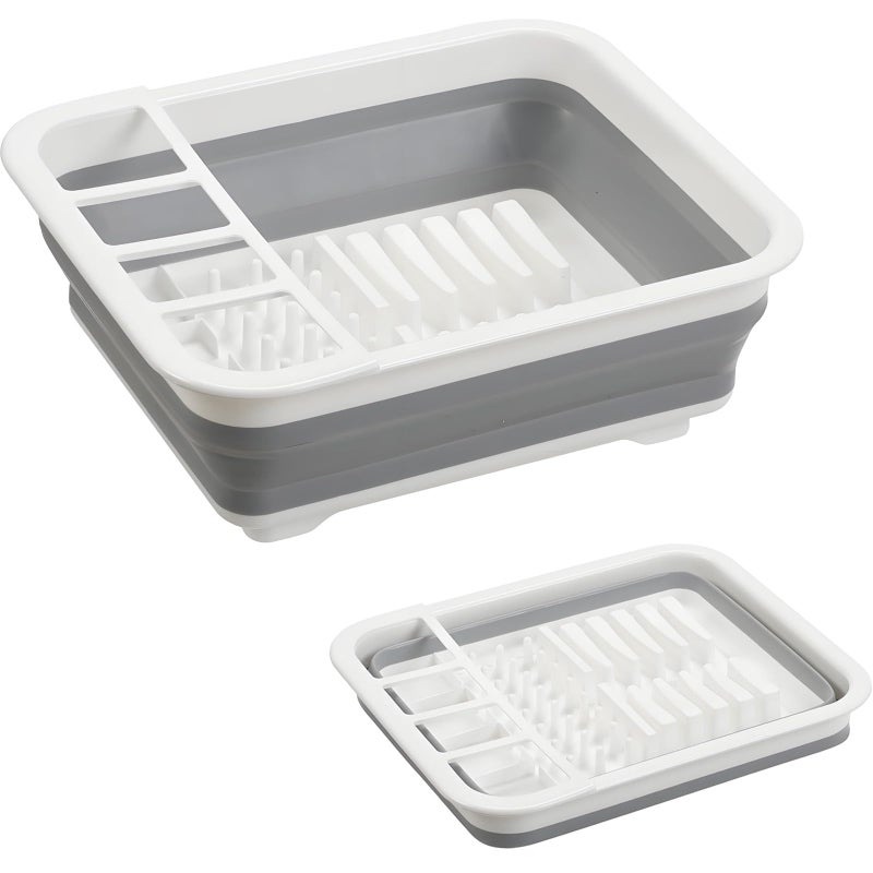 Craftend Collapsible Dish Drying Rack, Foldable Dinnerware Drainer Organizer for Storage Kitchen Counter RV Accessories Portable Rack Holders for Dishes Plates and Cups Camping Travelling Space Saver Essential - Image 1