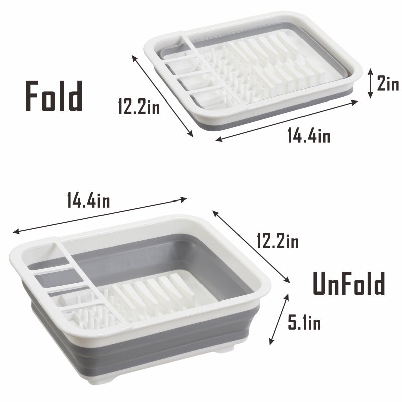 Craftend Collapsible Dish Drying Rack, Foldable Dinnerware Drainer Organizer for Storage Kitchen Counter RV Accessories Portable Rack Holders for Dishes Plates and Cups Camping Travelling Space Saver Essential - Image 2