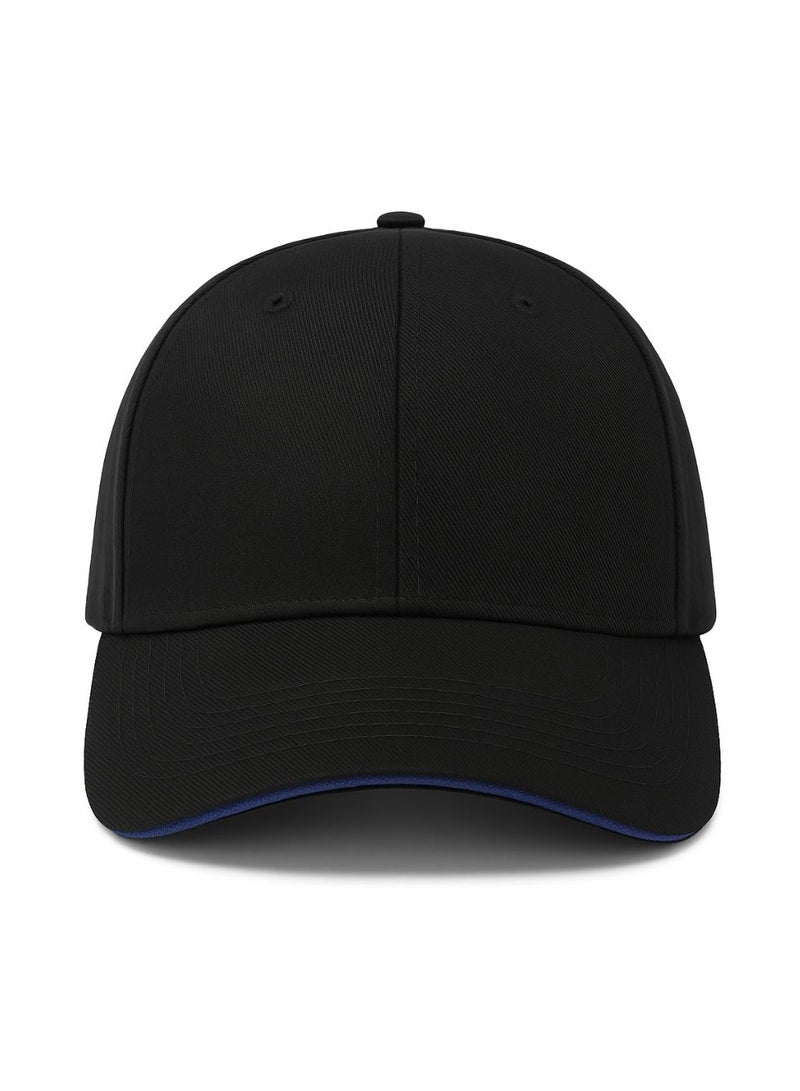 Nenoush Plain Sandwich Baseball Cotton Classic and adjustable buckle closure Cap for Unisex Black Blue Sandwich - Image 3