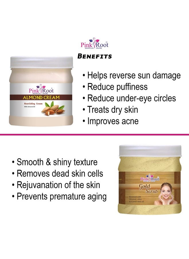Pink Root - Pink Root Gold Scrub 500gm with Almond Cream 500gm - Image 1