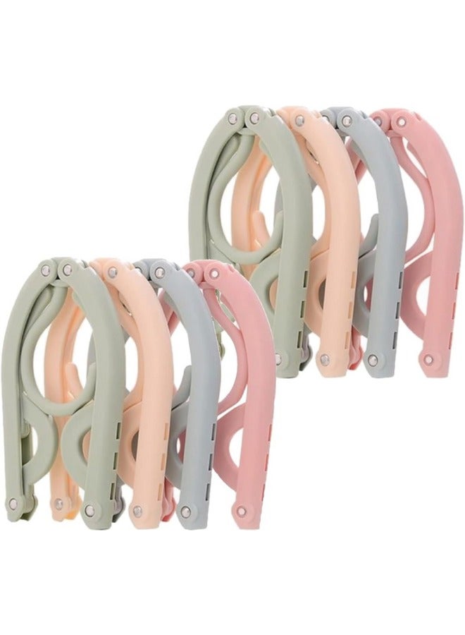 8pcs Folding Clothes Hangers, 4 Colors Travel Hangers Foldable Portable Plastic Clothes Coats Hangers Home Hotel Camping Holiday Travel Accessories Cruise Essentials (Green/Blue/Pink/Beige) - Image 1