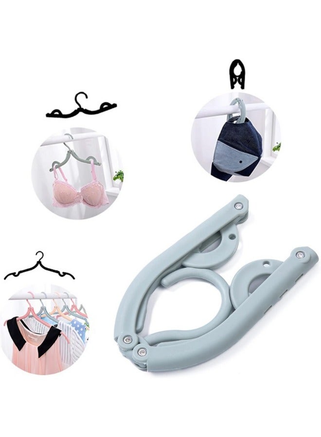 8pcs Folding Clothes Hangers, 4 Colors Travel Hangers Foldable Portable Plastic Clothes Coats Hangers Home Hotel Camping Holiday Travel Accessories Cruise Essentials (Green/Blue/Pink/Beige) - Image 3
