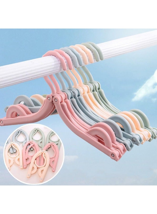 8pcs Folding Clothes Hangers, 4 Colors Travel Hangers Foldable Portable Plastic Clothes Coats Hangers Home Hotel Camping Holiday Travel Accessories Cruise Essentials (Green/Blue/Pink/Beige) - Image 4