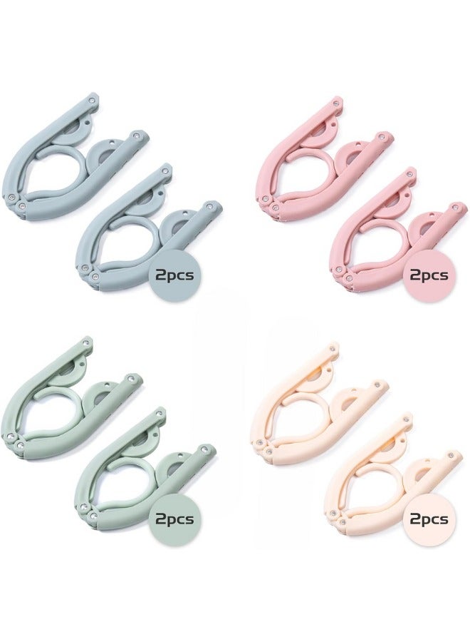 8pcs Folding Clothes Hangers, 4 Colors Travel Hangers Foldable Portable Plastic Clothes Coats Hangers Home Hotel Camping Holiday Travel Accessories Cruise Essentials (Green/Blue/Pink/Beige) - Image 5