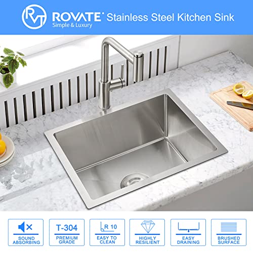 ROVATE 20 x 16 x 9 inch Kitchen Sink Undermount Single Bowl, Bar or Kitchen Sink Handmade, 304 Stainless Steel Kitchen Sinks with Strainer - Image 3