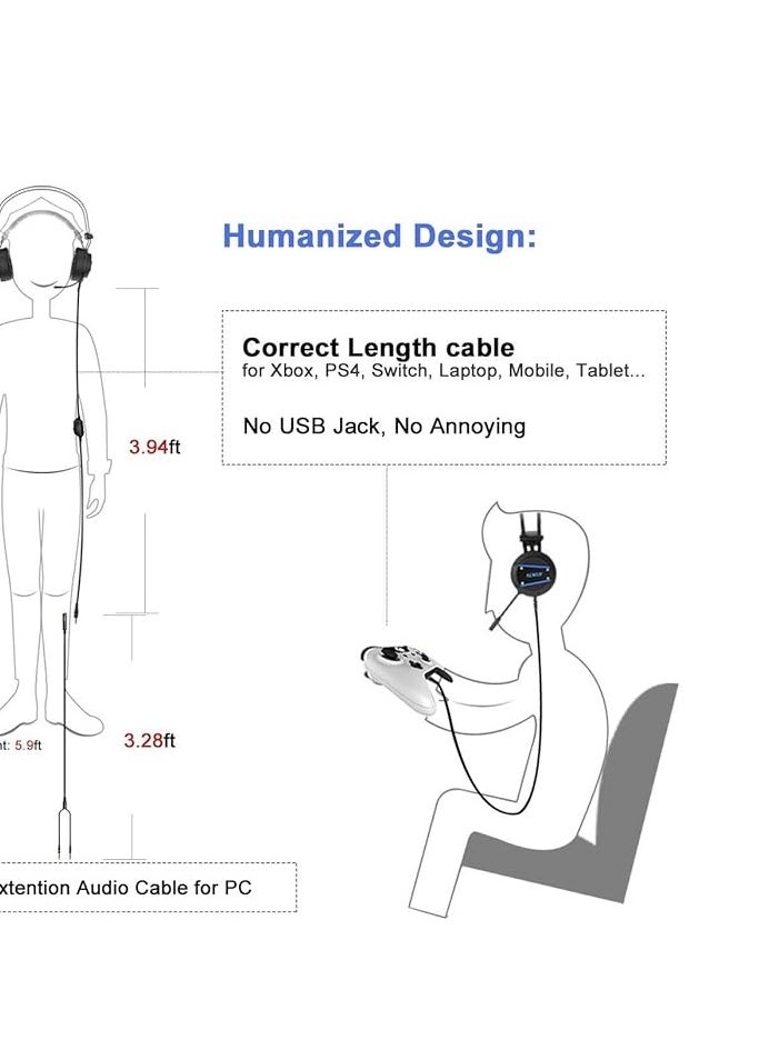 ALWUP - ALWUP-Gaming Headset-Omnidirectional Anti_Noise Microphone-For XBOX Playstation 4&5-1 Nintendo Switch Computer Laptop of Stereo Surround Sound, Deep Ear Pads-A9 - Image 1