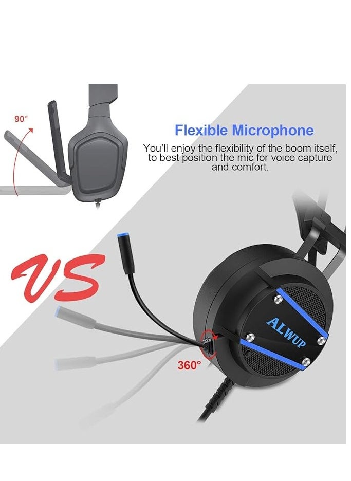 ALWUP - ALWUP-Gaming Headset-Omnidirectional Anti_Noise Microphone-For XBOX Playstation 4&5-1 Nintendo Switch Computer Laptop of Stereo Surround Sound, Deep Ear Pads-A9 - Image 1