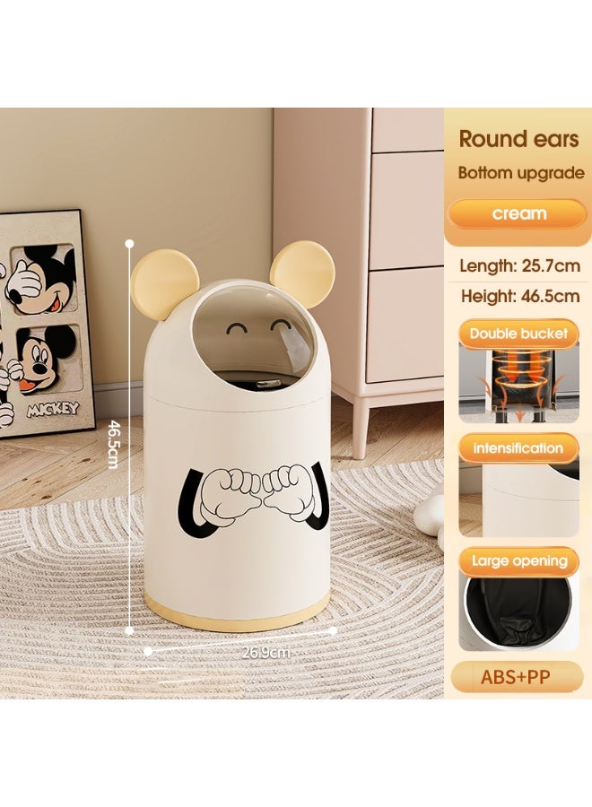 Noon East Cute Bear Shaped Plastic Trash Can, Garbage Container Basket for Bathrooms, Laundry Room, Kitchens, Kids Rooms, Dorms, Dia 26.9 x H 46.5 cm, Cream / Yellow - Image 2