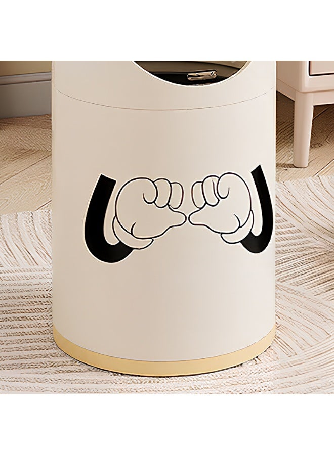 Noon East Cute Bear Shaped Plastic Trash Can, Garbage Container Basket for Bathrooms, Laundry Room, Kitchens, Kids Rooms, Dorms, Dia 26.9 x H 46.5 cm, Cream / Yellow - Image 4